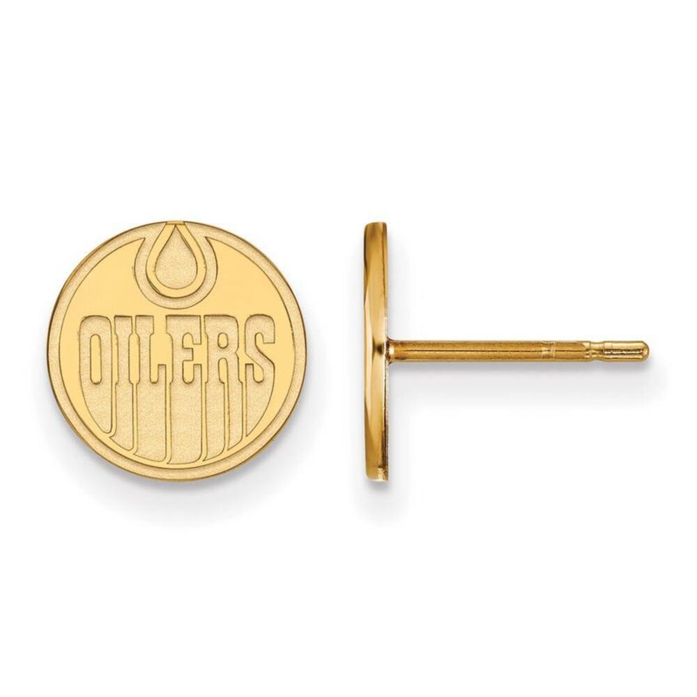 SS 14k Yellow Gold Plated NHL Edmonton Oilers XS Post Earrings